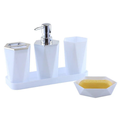 accessoires-salle-de-bain-blanc-5pcs