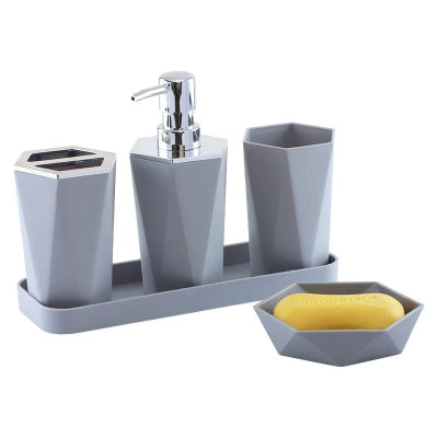 accessoires-salle-de-bain-gris-5pcs