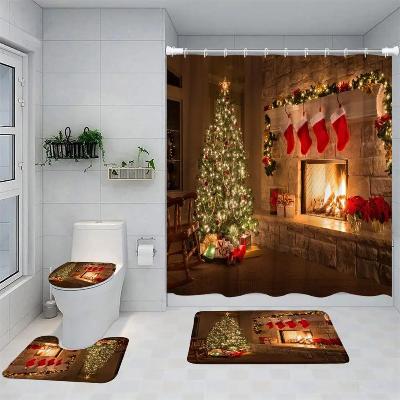 ensemble-rideau-de-douche-et-tapis-sain-de-noel