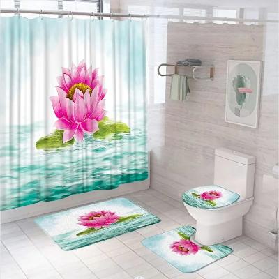 ensemble-rideau-et-tapis-de-bain-lotus