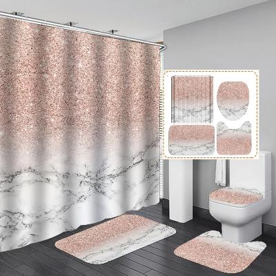 ensemble-rideau-et-tapis-de-bain-marbre-saumon