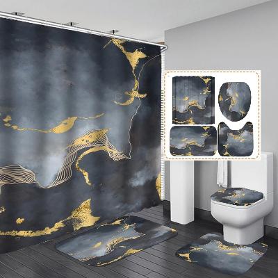 ensemble-rideau-et-tapis-de-bain-marbre-noir-or