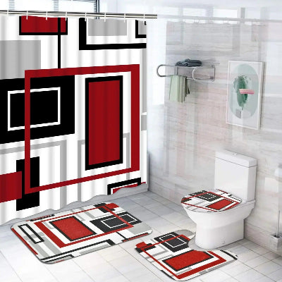 ensemble-rideau-et-tapis-de-bain-rouge