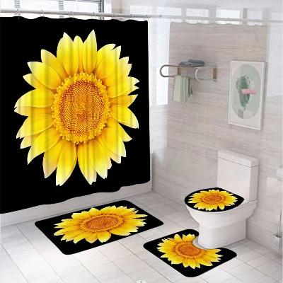 ensemble-rideau-et-tapis-de-bain-tournesol