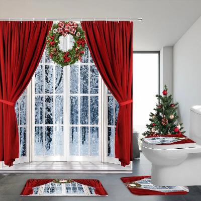 ensemble-tapis-et-rideau-de-douche-fenetre-de-noel