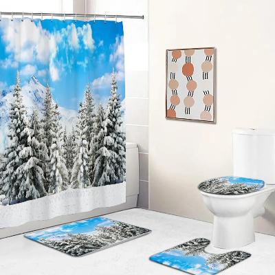 ensemble-tapis-et-rideau-de-douche-montagne-blanche