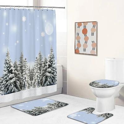 ensemble-tapis-et-rideau-de-douche-paysage-enneigee