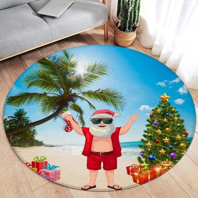 tapis-rond-pere-noel-en-vacance